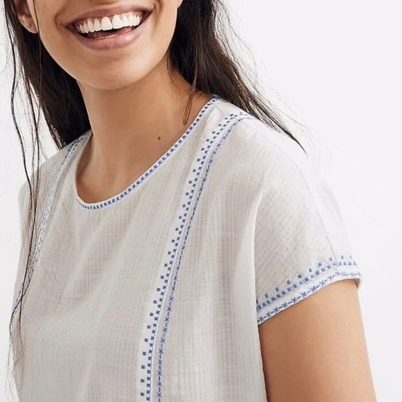 Madewell Embroidered Crewneck Folk Top Size Small - Picture 2 of 9
